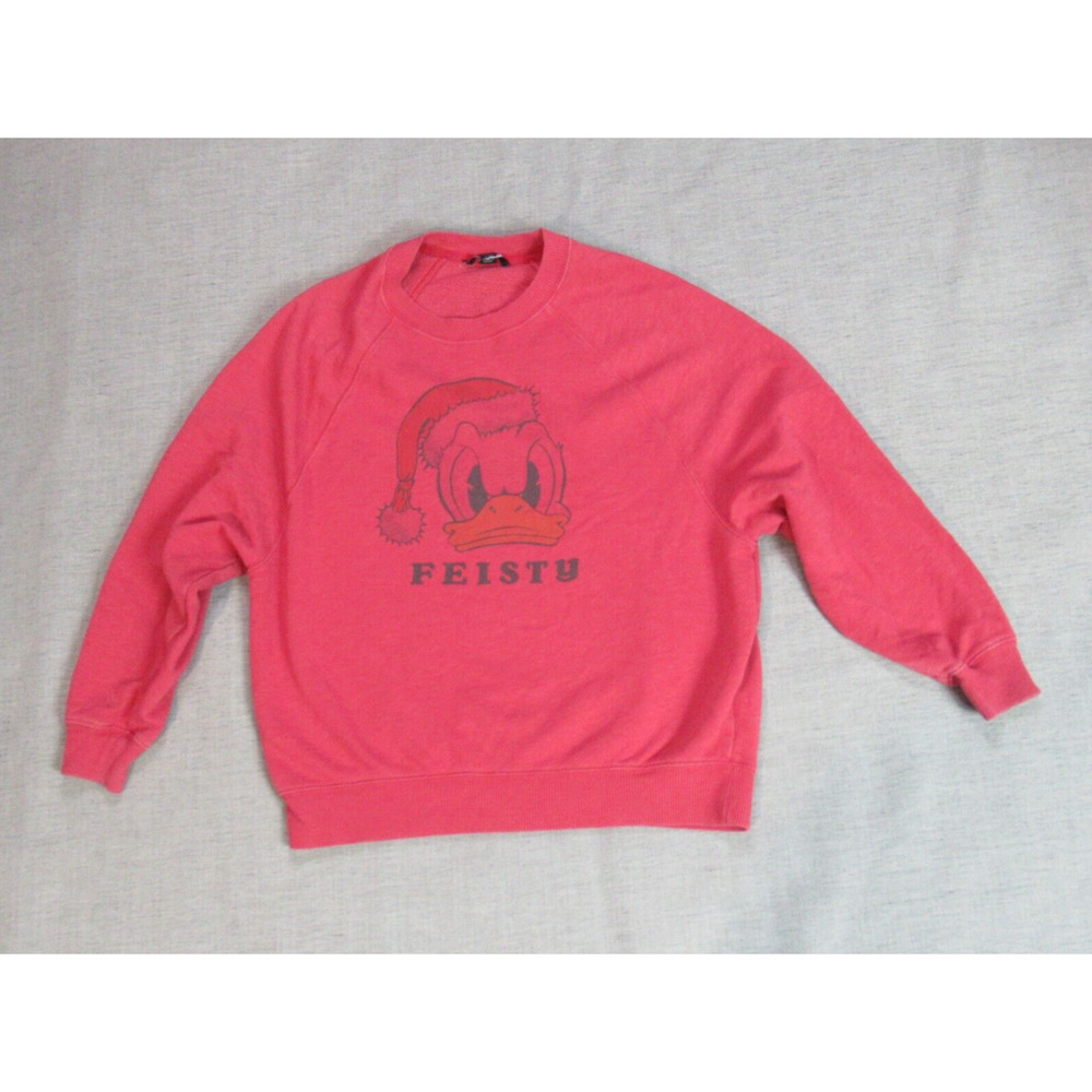 Disney x AE Sweatshirt Womens Size XS Red Donald Duck Feisty Pullover Christmas